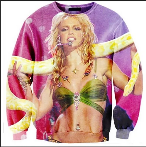 Großhandels-Neueste Mode Damen/Herren Britney Spears mit Python Lustiger 3D-Druck Lässiges Sweatshirt Tops Plus Size SZS05