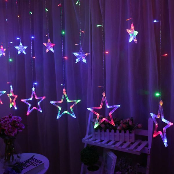 

pentagram led curtain string lights window curtain lights with 8 flashing modes decoration for christmas wedding party home patio lawn 12 s