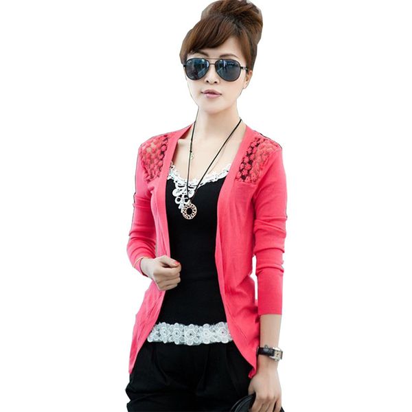 

women summer sweaters 2018 new arrival fashion lace hollow out thin solid slim flat knitted ladies cardigans sweater x022, White;black