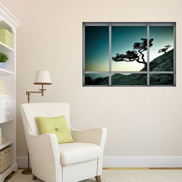 

new 3d window tree scenery landscape wall stickers decor for living room home décor