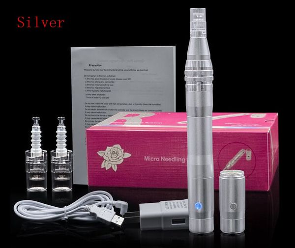 YYR DERMA PEN macchina meso elettrica ricaricabile in acciaio inossidabile sistema di terapia microneedling automatico dermapen con batteria e presa