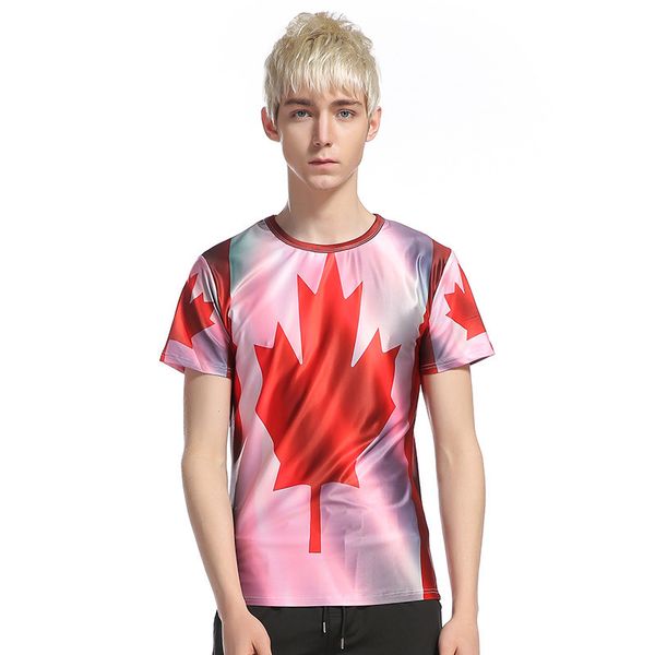 

leqemao men ice silk tees canada flag t-shirt souvenir shirts fashion clothing tee men women casual short sleeves, White;black