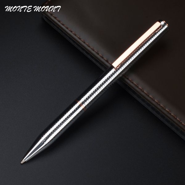 

monte mount ballpoint pen silver wave pattern design luxury pens office supply writing pen for gifts, Blue;orange