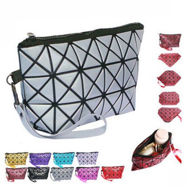 

новая мода тенденция треугольная геометрическая алмазная решетка лазерная муфта женщины портативный сплайсинга ромб зеркало блестки складной