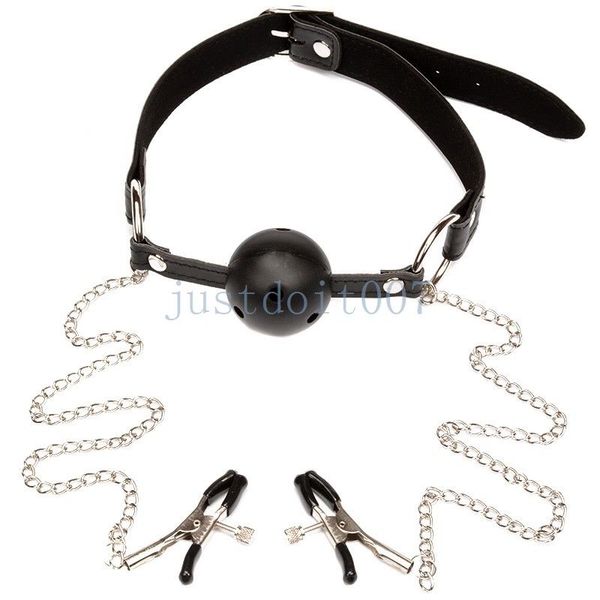 Mundknebel Sexy Bondage Frauen Kostüm Restraint Kit Klemmen Harness Kette Fancy #R97