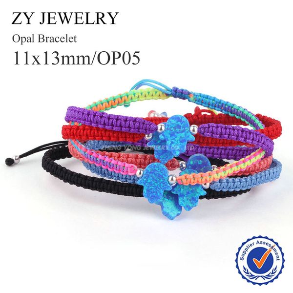 

new arrival hand made hamsa opal (op05)nylon chain bracelet with 3mm 925 sterling silver beads, Golden;silver