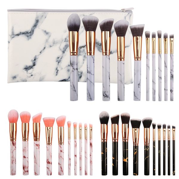 

new good quality 10pcs/set makeup brushes marbled makeup brush set blush eyeshadow face contour make up brushes