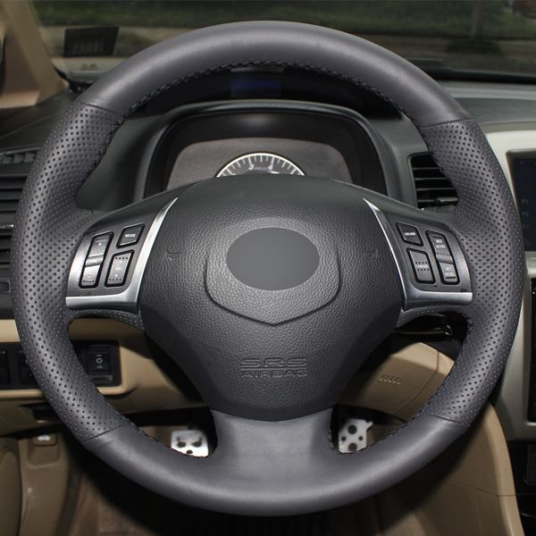 

black leather hand-stitched car steering wheel cover for great wall c50 2012 2013