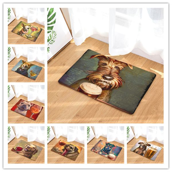 

new doormat carpets personality oil painting dog print mats floor kitchen bathroom rugs 40x60or50x80cm