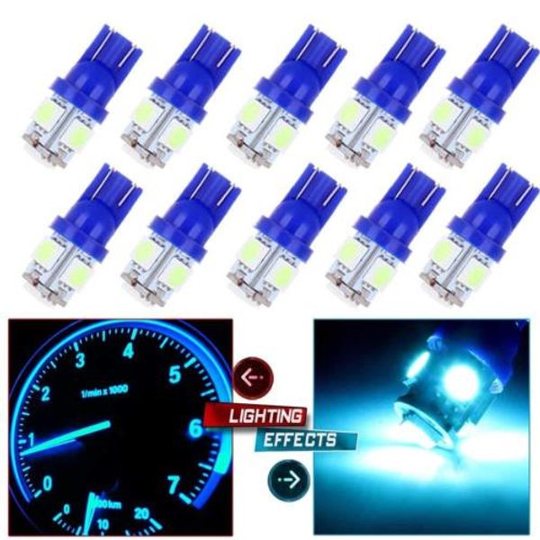 

10pcs ice blue t10 5smd 5050 car led wedge light plate license 194 2825 501 bul