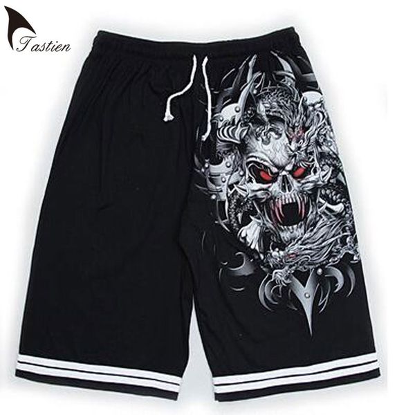 

2018 new tastien brand luminous mens shorts summer wolf skull print cotton shorts fluorescent personalized noctilucent boys shorts, White;black