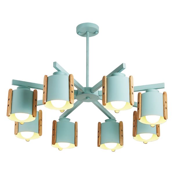 

Modern simple macaron pendant lights colorful E27 lamp holder material metal and wood chandelier lamps for Kids room study lighting fixture