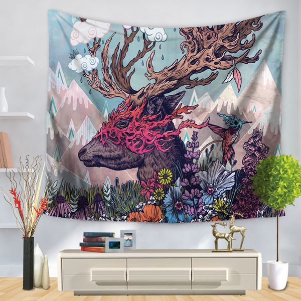 

wall hanging tapestry animal heads print blanket beach towel wall decorative carpet for living room art wall tapestries tiger elephant horse