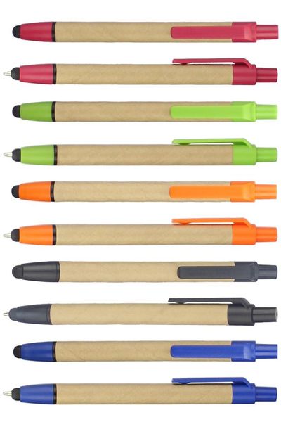 

lot 1000pcs 2 in 1 stylus eco paper ball pen,green concept touch screen pen,customized promotion logo gift,for smart phone, Black;red