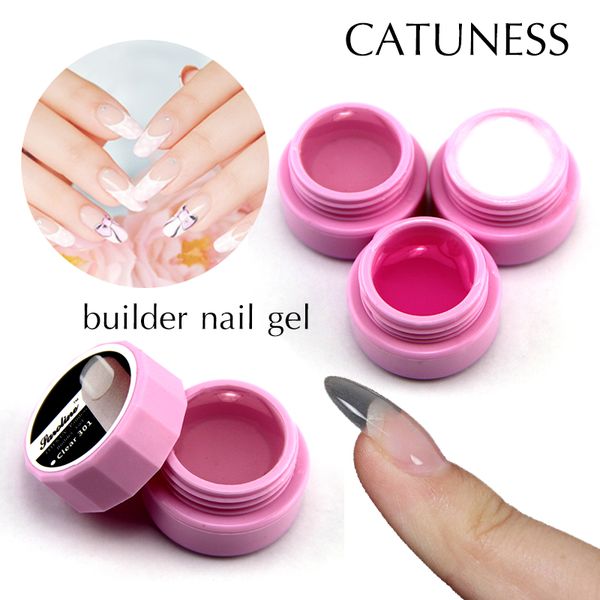

catuness fashion 5 ml thick finger extension nail semi permanent uv builder cover polish long lasting uv gel with nail tool form, Red;pink