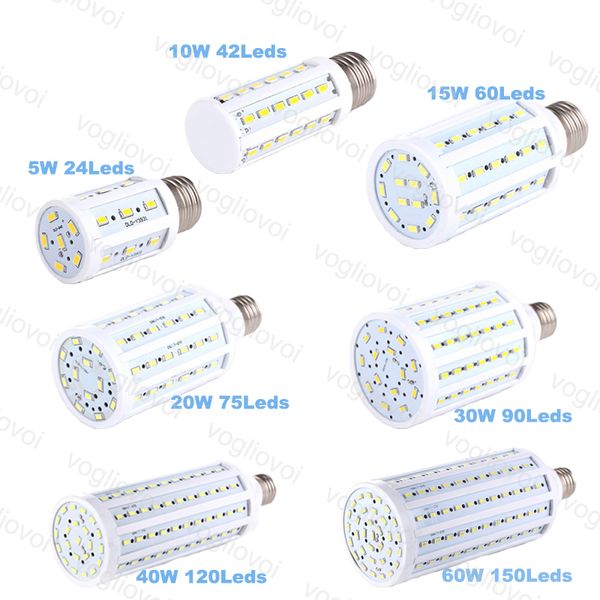 

led corn light e27 smd 5730 corn bulbs 110v 220v 5w 10w 15w 20w 30w 40w 60w led bulb 360 degree lighting dhl