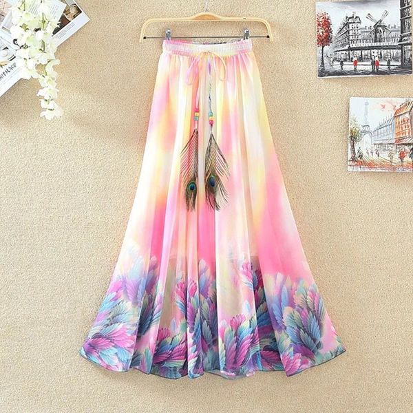 

summer skirt fashion flower red roses print women a-line skirts long skirts girls black bottom