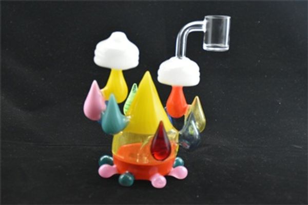 Glass Hookah Raindrops de Sete-Color Picadas de Petrilamento De Perfuração De Fumar Tubulação Bongo Fábrica Price Preço Concessões