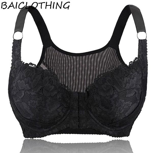 

baiclothing womens front closure underwire full coverage padded adjustable bra women lingerie 32 34 36 38 40 42 44 46 48 b c d e, Red;black