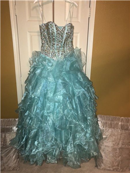 

2019 new stunning mint blue puffy ball gown quinceanera dresses crystals for 15 years sweet 16 plus size pageant prom party gown qc1068, Blue;red