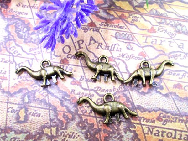 

75pcs antique brass cute 3d dinosaur charms pendants 13x27mm, Bronze;silver