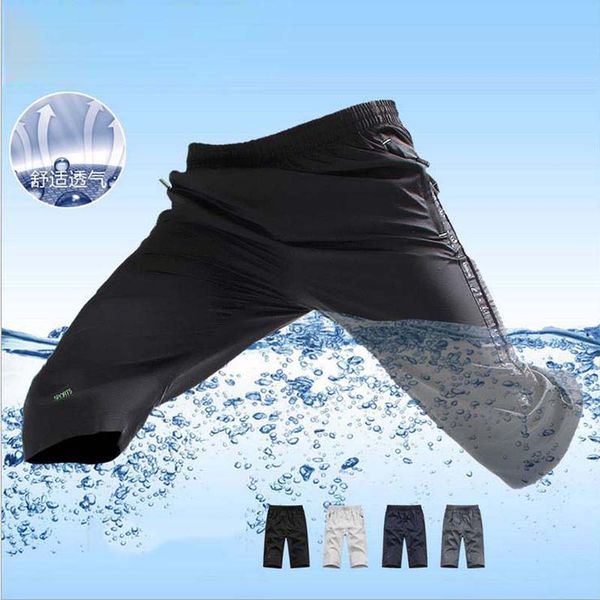 

mens 2017 joggers baggy summer style ultra-light knee length straight fitness bodybuilding calf-length pants men plus size -5xl, Black