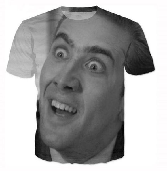 

raisevern мода 3d футболка звезда николас кейдж смешно 3d печати мужчины женщины повседневная футболки винтажный стиль летние топы челнока s, White;black