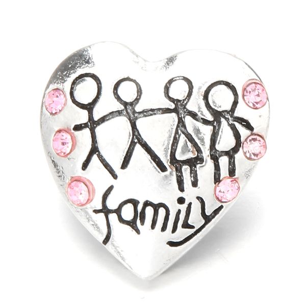 

snap button jewelry rhinestone family love heart 18mm snap buttons fit metal silver snap bracelets bangles