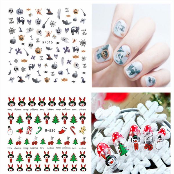 

full beauty 1 pcs christmas 3d nail art stickers decals snowflake deer adhesive decals foil winter design nail slider jj1516, Black