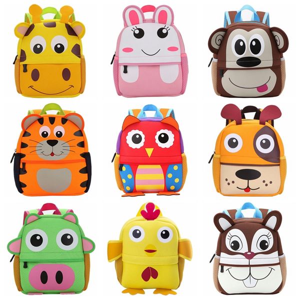 Crianças quentes 3d desenhos animados mochila mochila bonito design animal toddler criança sacos de escola kindergarten bag giraffe macaco