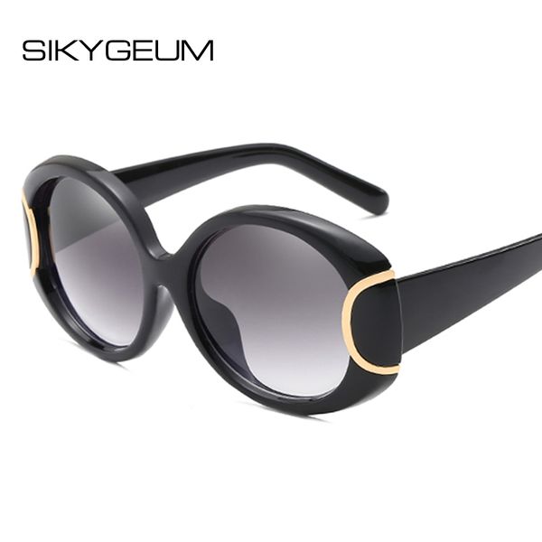 

sikygeum vintage round sunglasses women men brand designer luxury retro oval gradient kurt cobain goggles ladies uv400 s0226, White;black