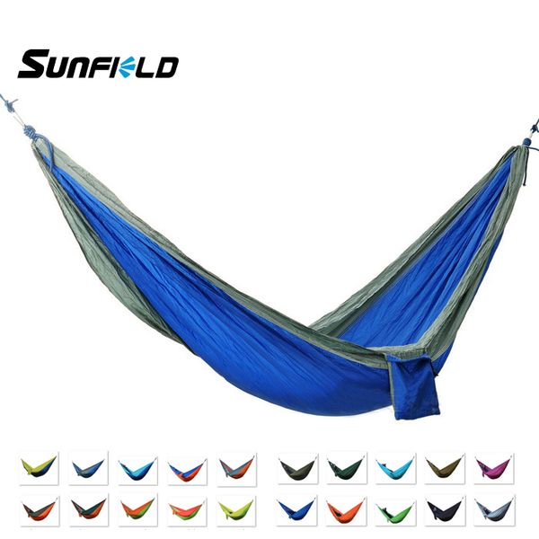 

sunfield 270*140 cm multifunctional nylon parachute fabric hammock camping hiking portable outdoor hammock for 2 person