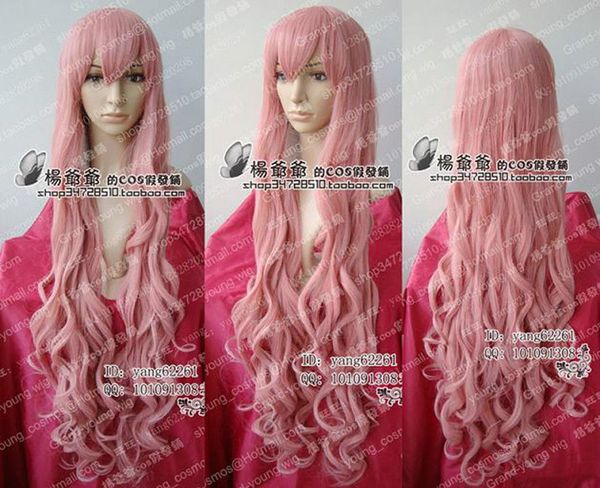 

vocaloid luka long dark pink curly hairs wig 100cm long cosplay wigs, Black
