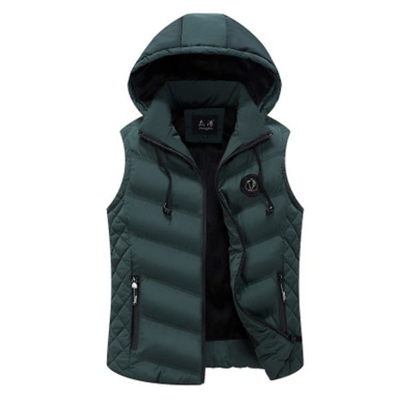 

winter warm men sleeveless vest men cotton hooded jacket male zipper waistcoat for autumn male warm vest for men 3xl hoodies sale, Black;white