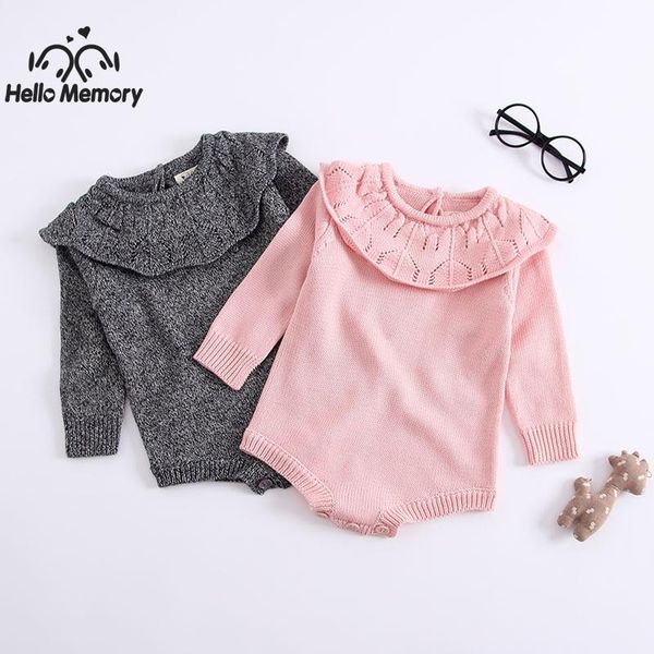 

baby girls romper knitted cotton lotus leaf collar triangle climbing gray / pink jumpsuit the autumn new arrival newborn romper, Blue