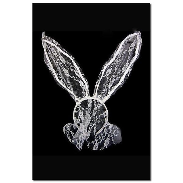 

cute lace bunny ears headband with veil - black, Silver