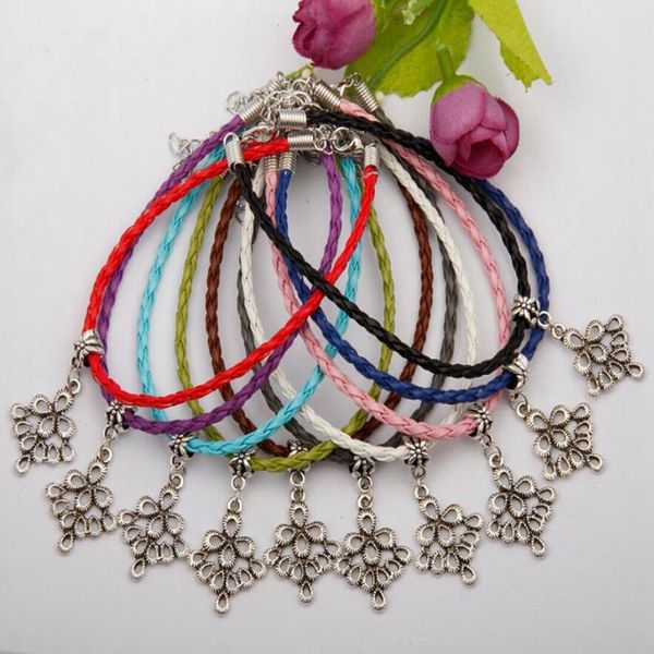 

горячие продажи старинные серебряные нити шарм подвеска многоцветный кожаный веревка браслет мода творчество женщины ювелирные аксессуары, п, Golden;silver