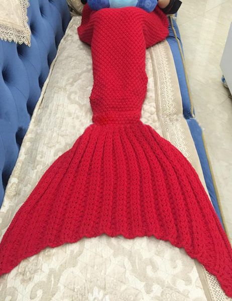 

warm and soft summer knit mermaid blanket for adults and kids sofa throw