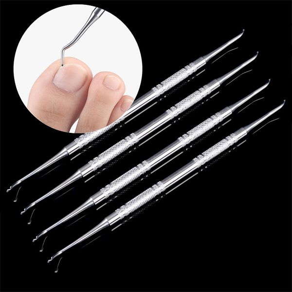 

1pc stainless steel 2 way multifunction nail art spoon cuticle pusher remover dead skin groove pick diy manicure pedicure tools