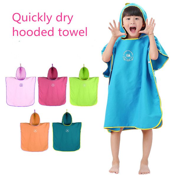 

children quickly dry beach towel 65*70cm kid hooded towel swimming sunscreen boys, girls vacation beach easy taking blue