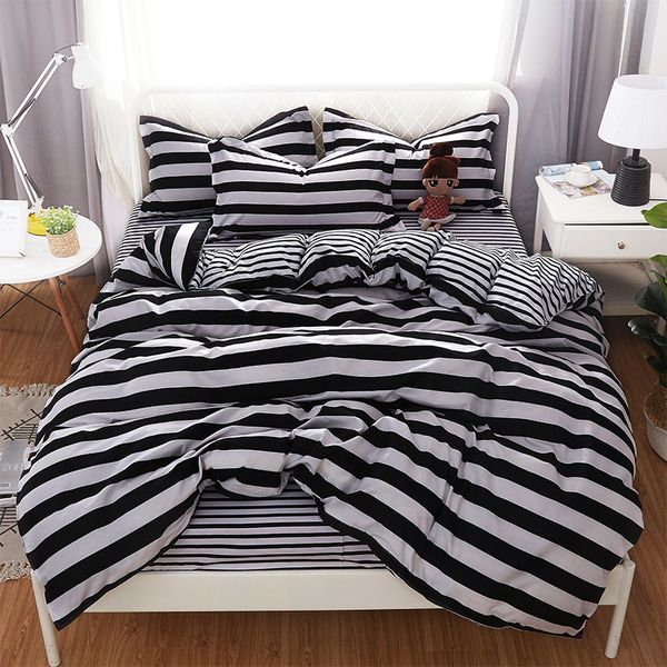 

black and white stripes high-quality plaid duvet cover quilt cover bedding set full twin  king modern business fashion