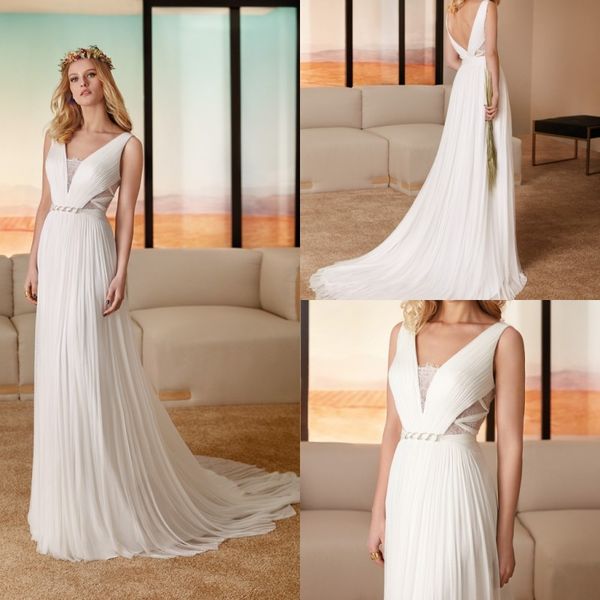 

богемный cabotine 2019 свадебные платья линия спинки v шеи свадебные платья кружева аппликация арабский дешевые бохо пляж свадебное платье, White