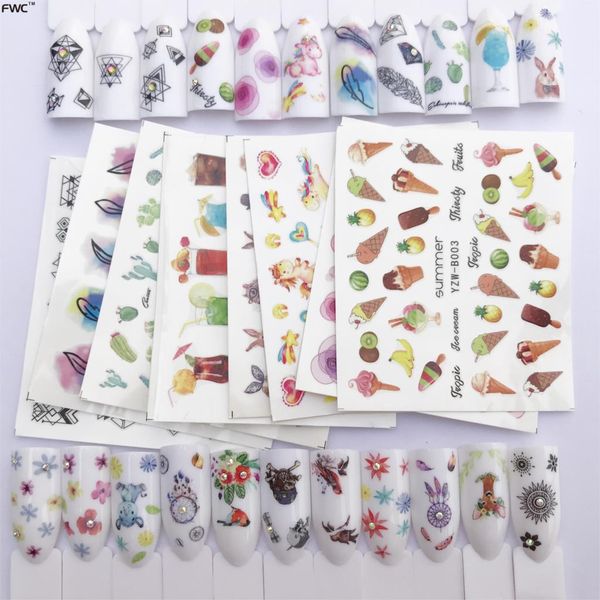 

zko nail stickers water decals butterfly floral animal black white geometry slider manicure nail art decoration