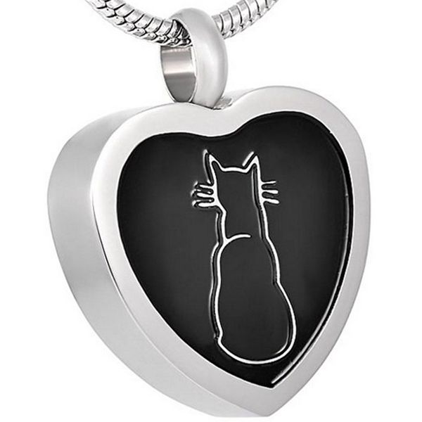 Collana con urna per gatti e gattini a forma di cuore in acciaio inossidabile, ciondolo commemorativo con ceneri per cremazione