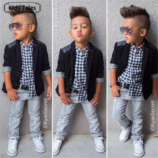 

random clothes boy sets gentleman costume toddlers boys clothes set 3 pcs. coat+long sleeve+pants children boy set st146, White