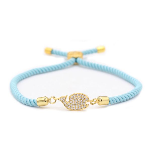 

poshfeel crystal whale gold charm bracelet for women blue rope bracelets & bangles mbr180276, Golden;silver