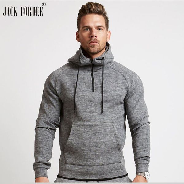 

jack cordee new casual hoodies men sweatshirts zipper design pocket pullover solid gary cotton breathable male hoody sweatshirt, Black