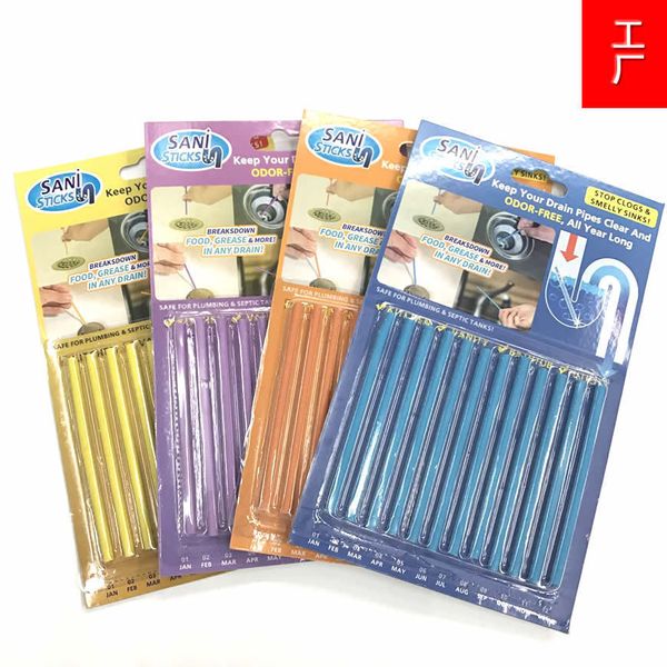 

12pcs/set sani sticks sewage decontamination to deodorant the kitchen toilet bathtub drain cleaner sewer cleaning rod