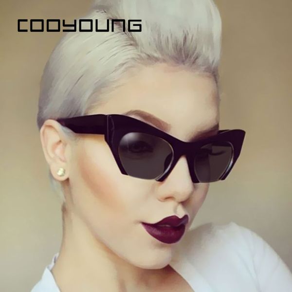 

cooyoung semi-rimless sunglasses women brand designer clear lens sun glasses for women fashion sunglass vintage oculos, White;black