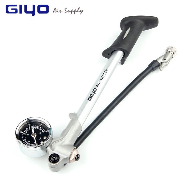 

giyo bicycle accessories pump with gauge high pressure hand mini pump hose air inflator schrader cycling fietspomp shock fork tire bike pump